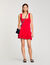 Vestido corto de punto con volantes