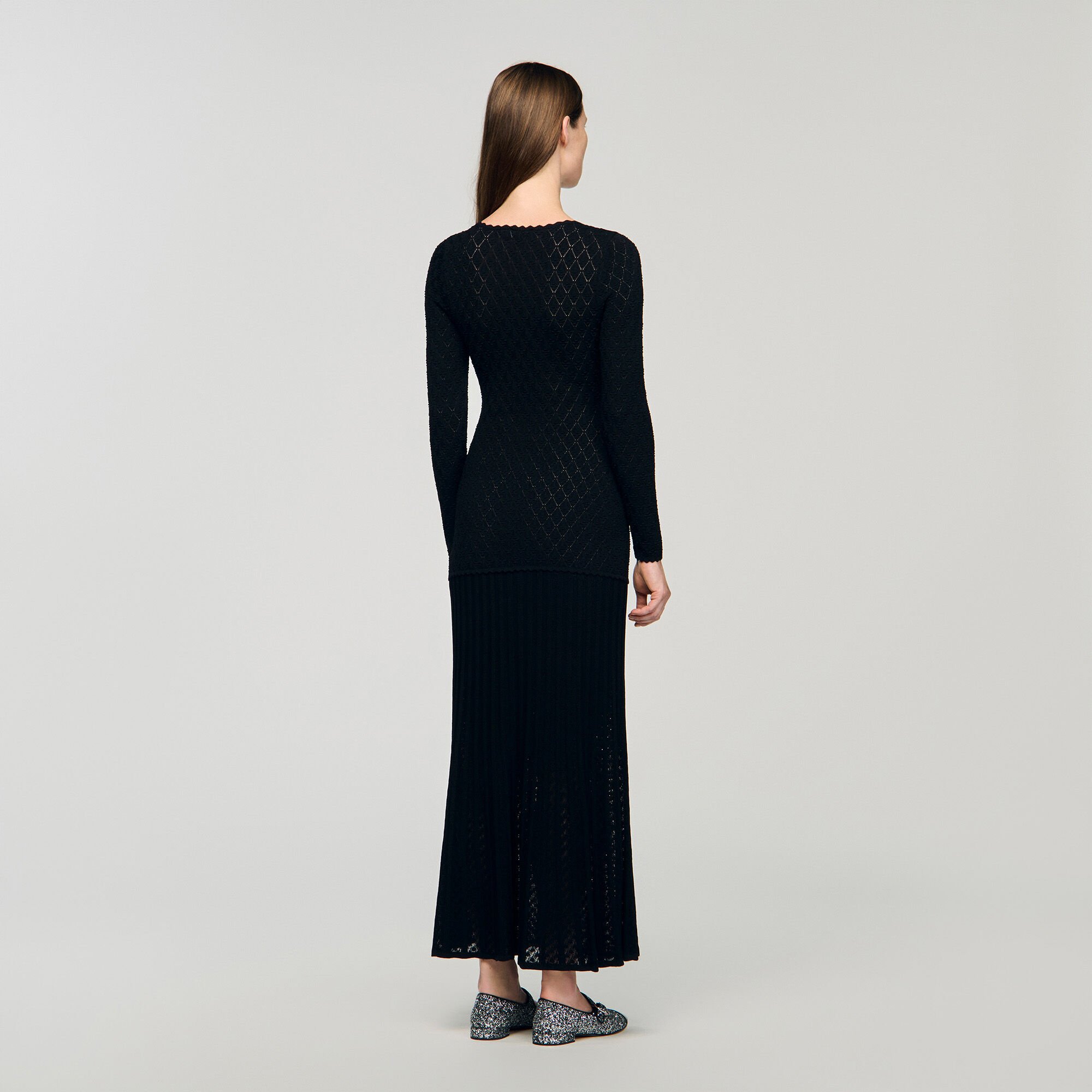 Vestido largo de punto de fantasía