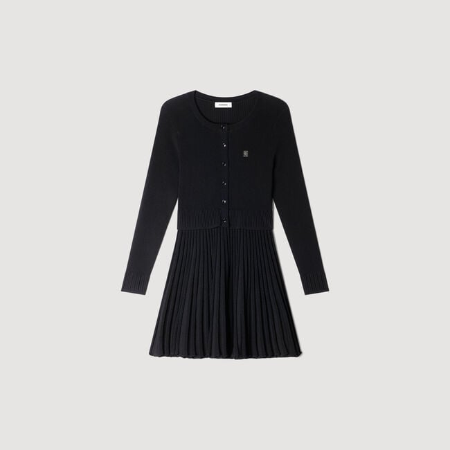 Vestido corto de punto plisado