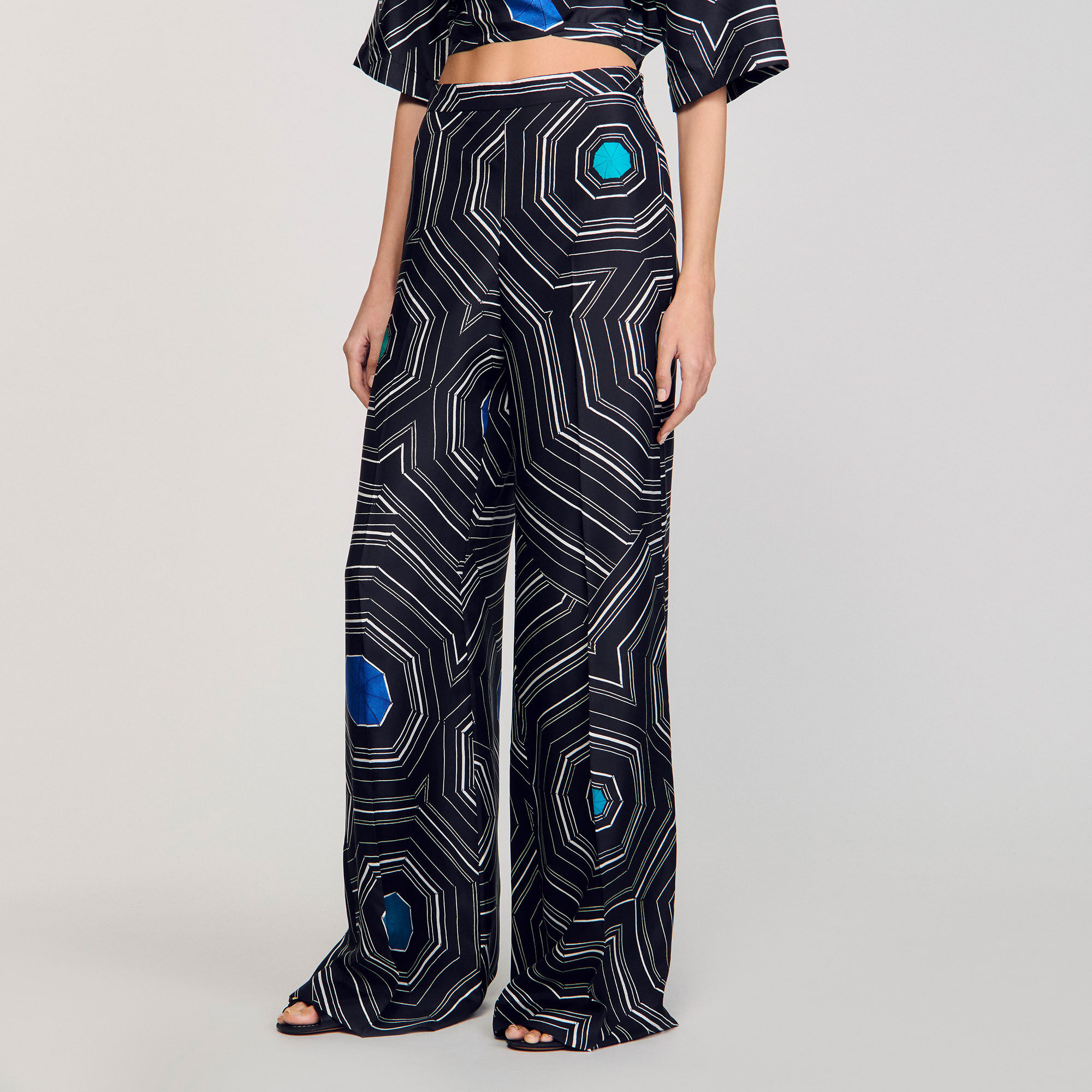 Pantalón de seda con espirales