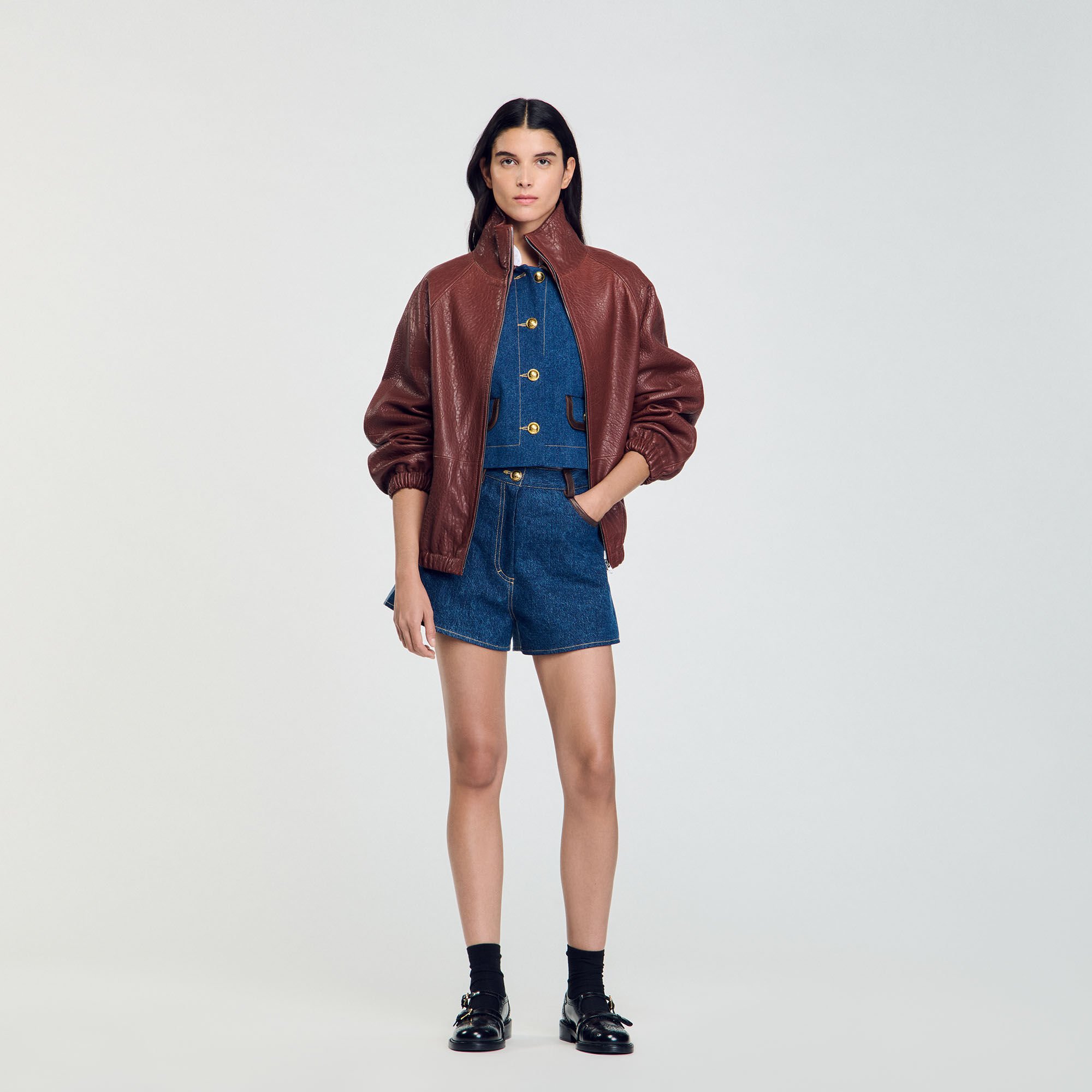 Cazadora de cuero oversize
