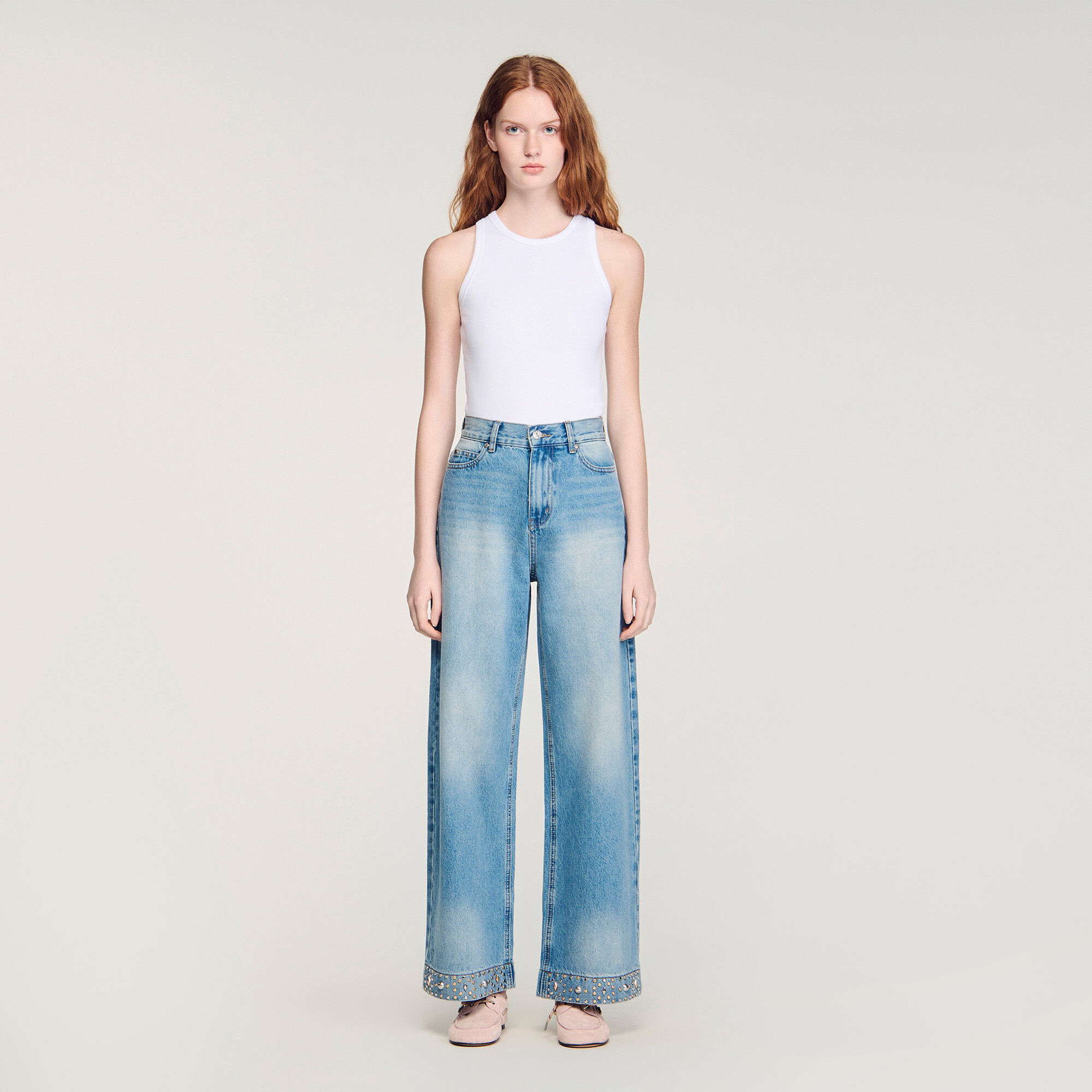 Vaquero recto con strass