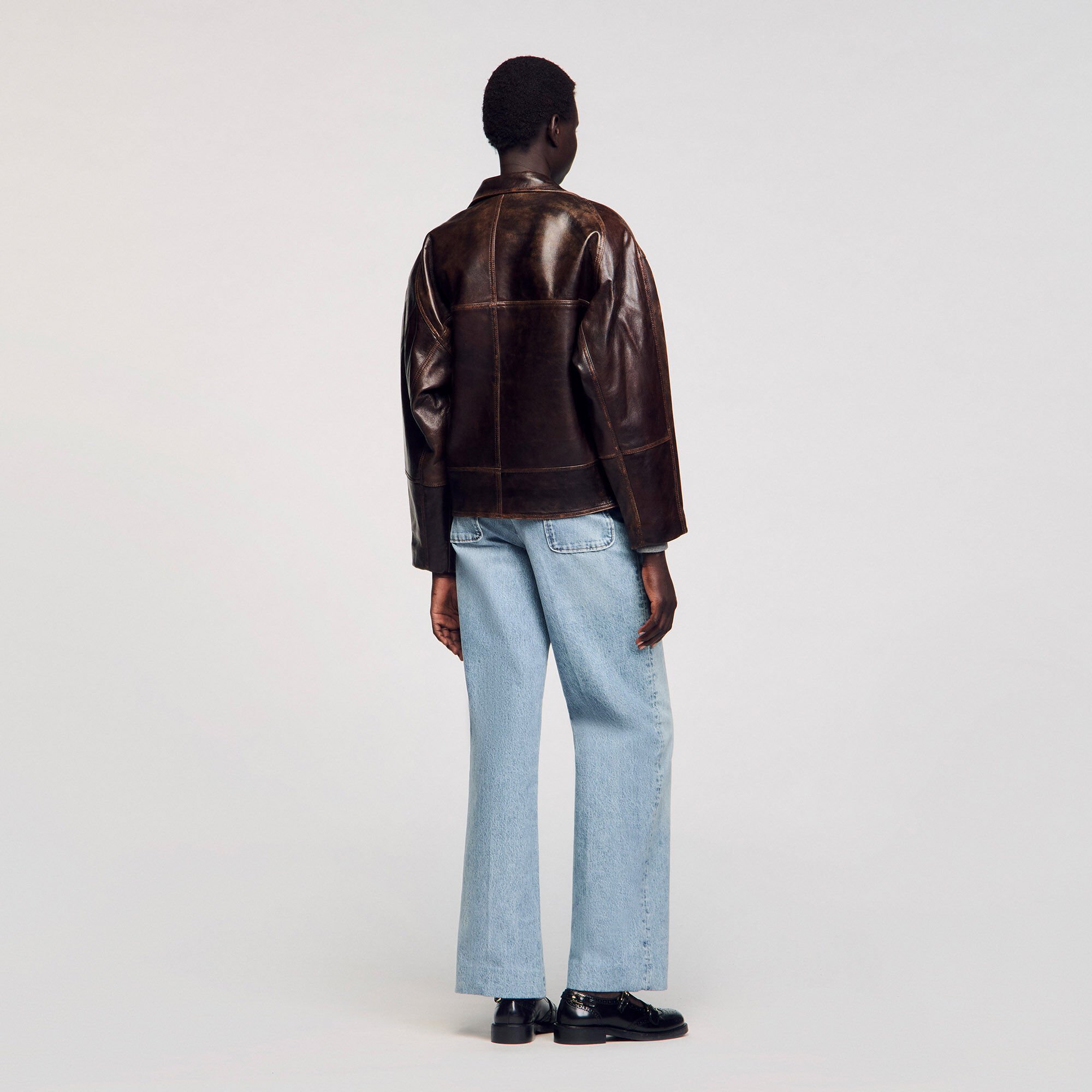 Cazadora de cuero oversize