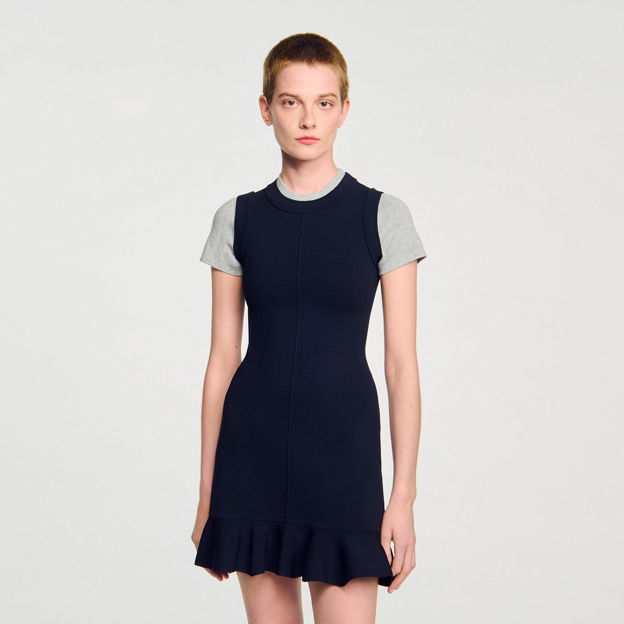 Vestido corto de punto 2 en 1