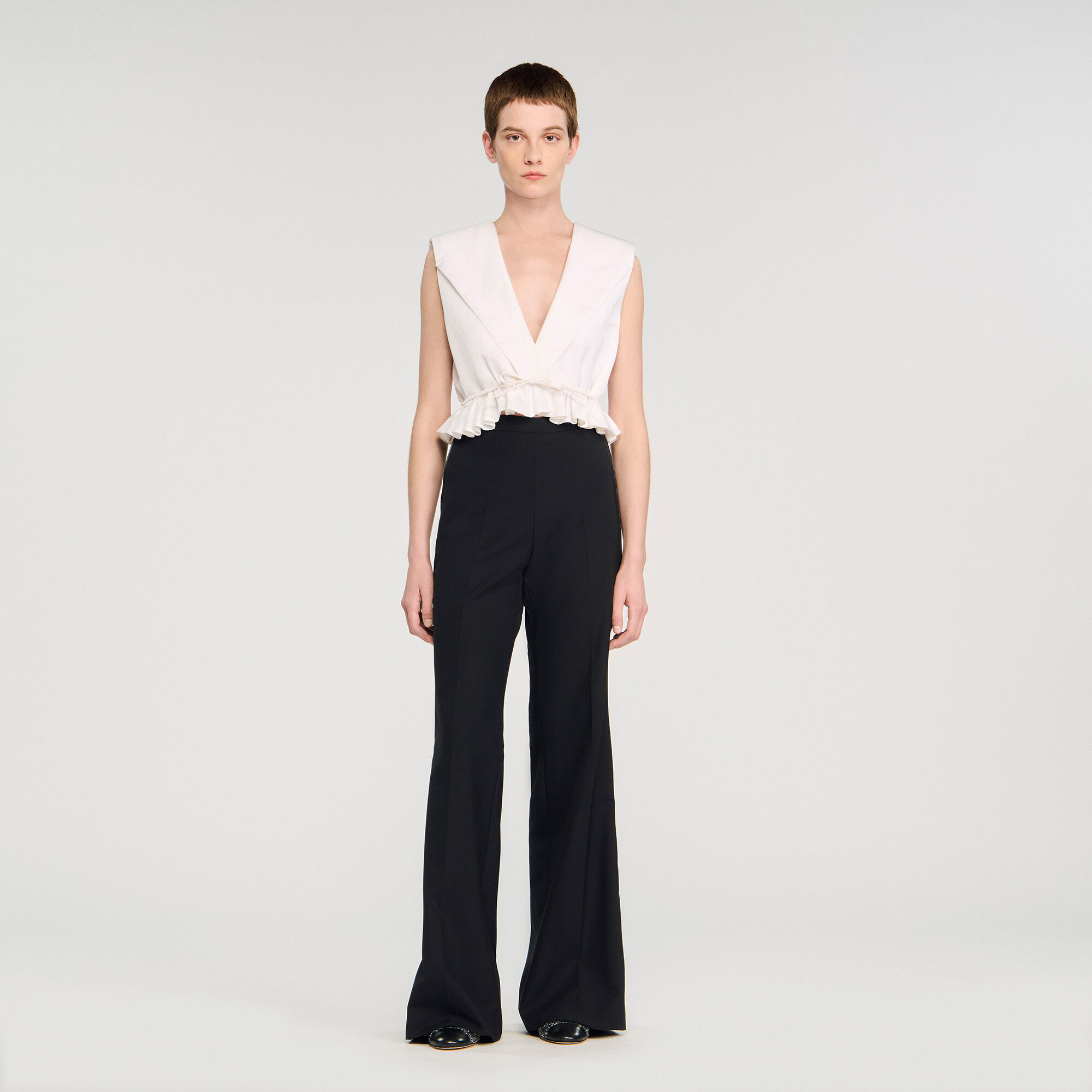 Pantalón de traje banda satinada