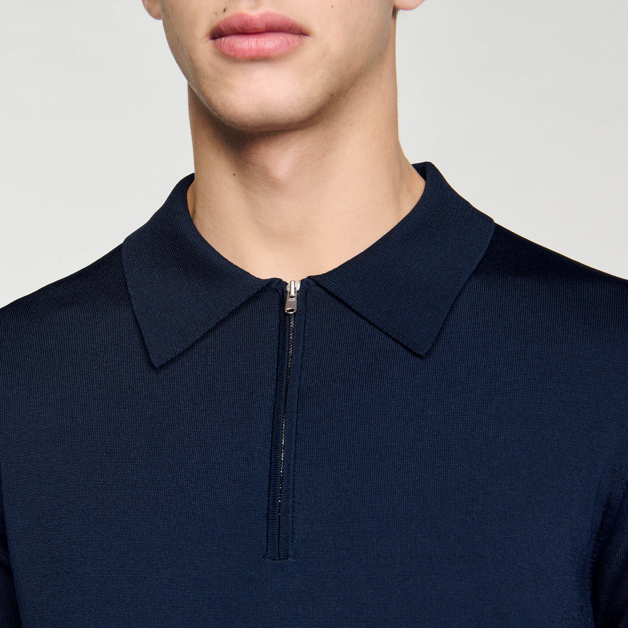 Polo de punto con cuello con cremallera