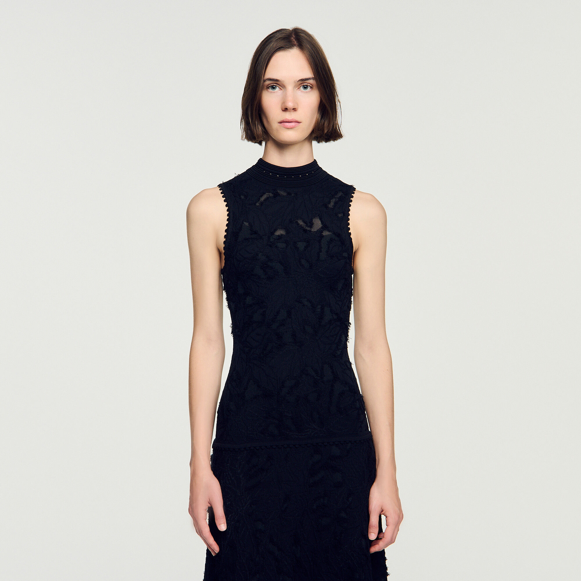 Vestido largo de punto floral - Mujer | Sandro