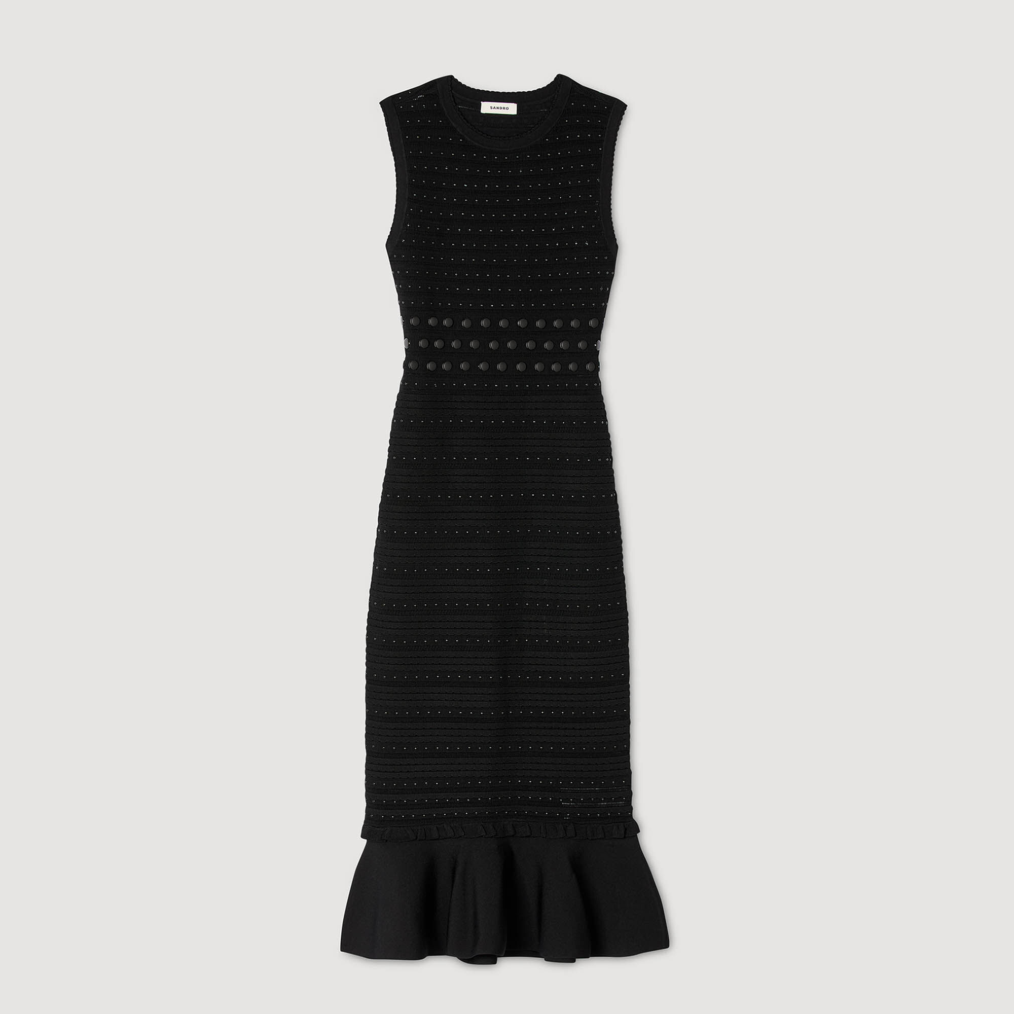 Vestido largo punto con tachuelas