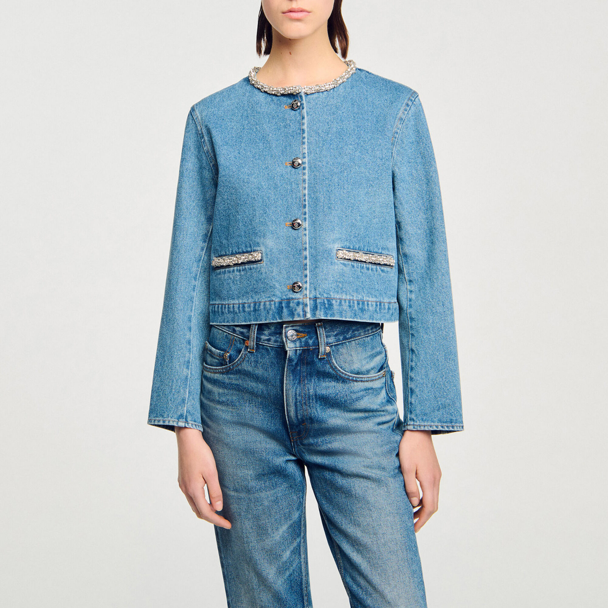 Cazadora vaquera con strass - Mujer | Sandro