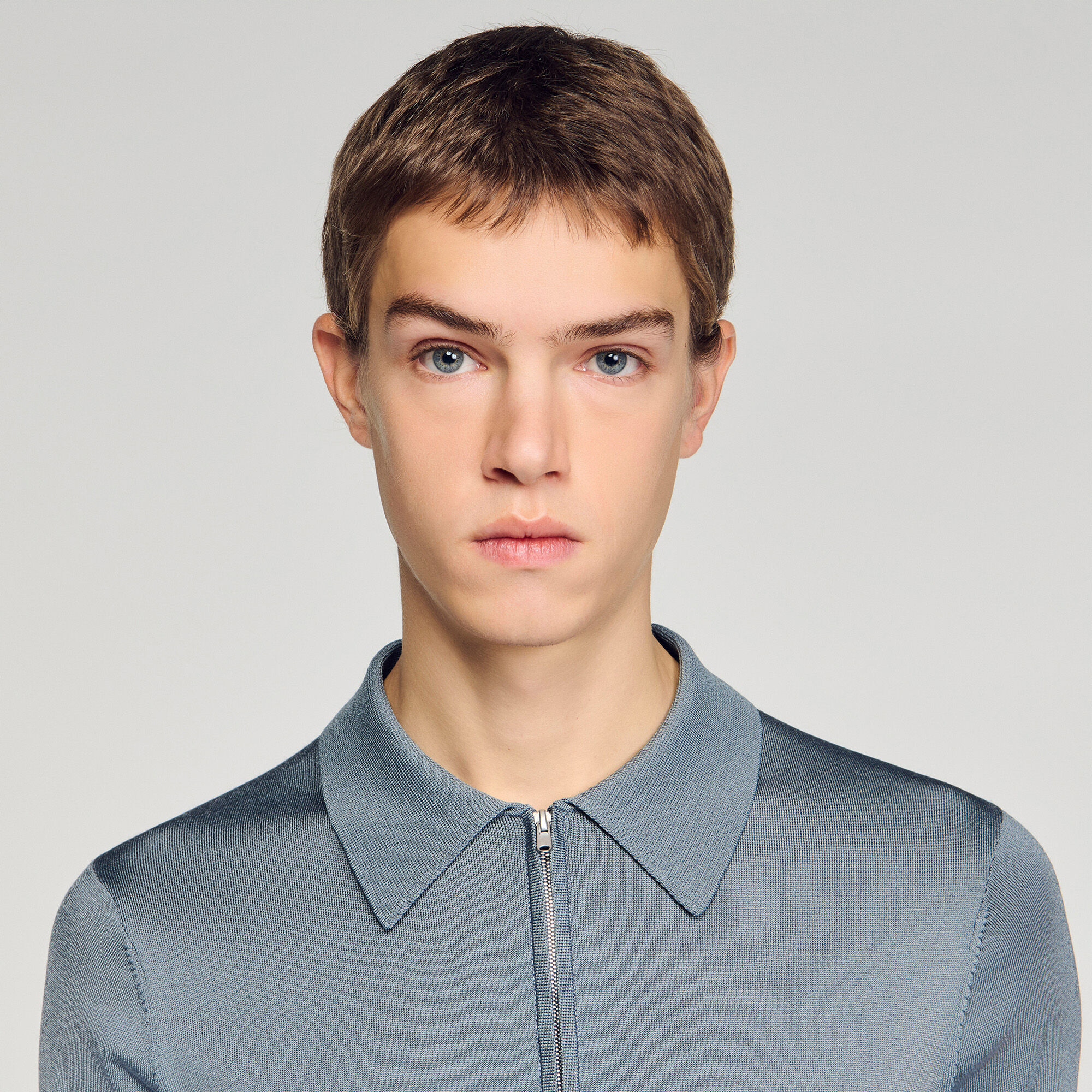 Polo de punto con cuello con cremallera