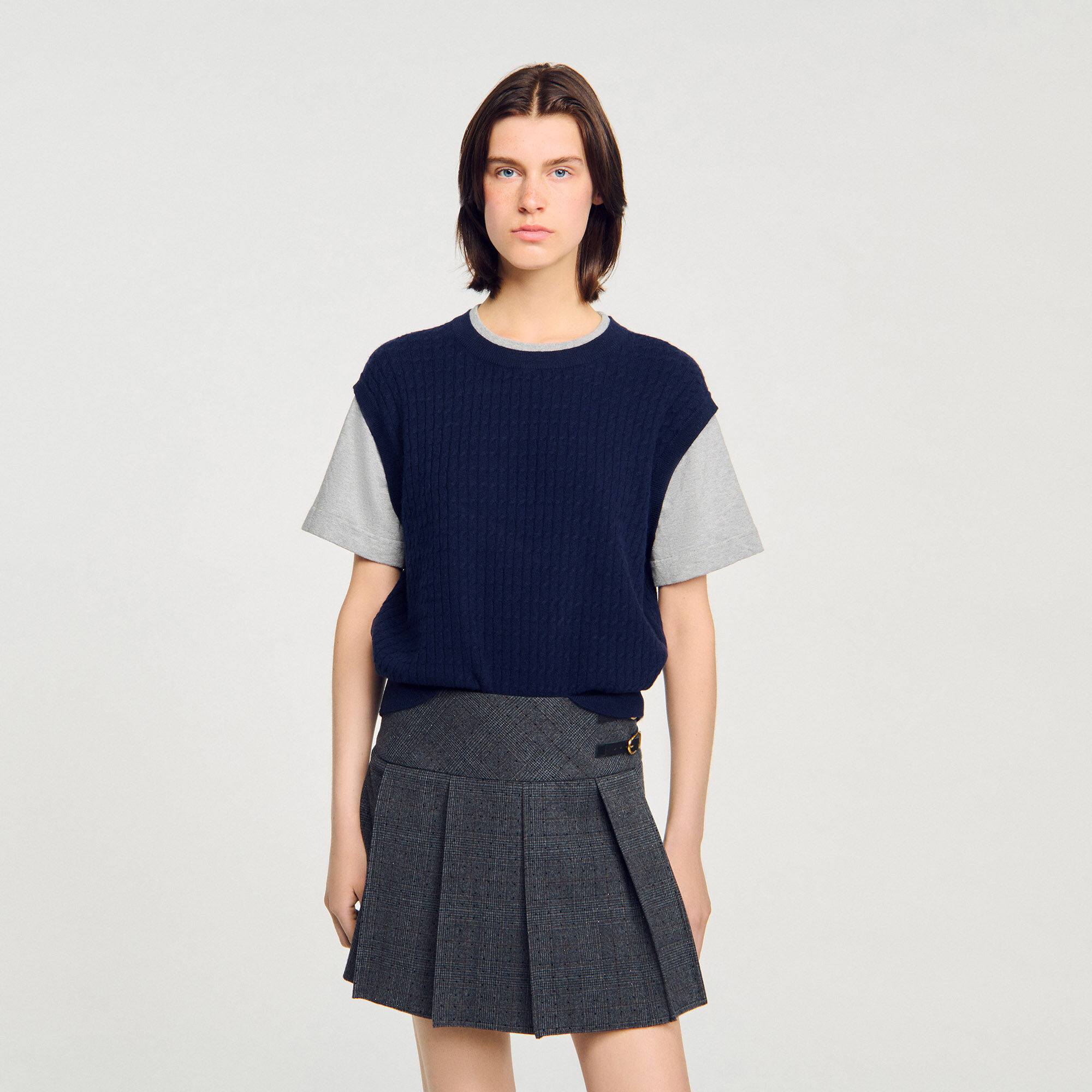 Jersey de punto de dos materiales