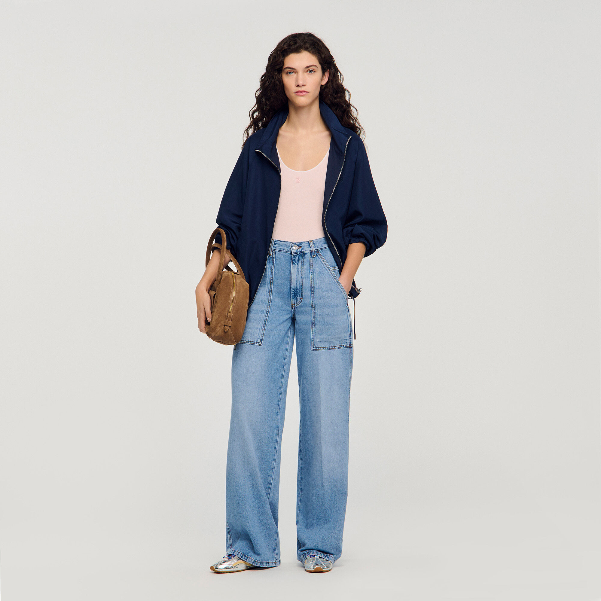 Vaquero recto ancho deste&ntilde;ido