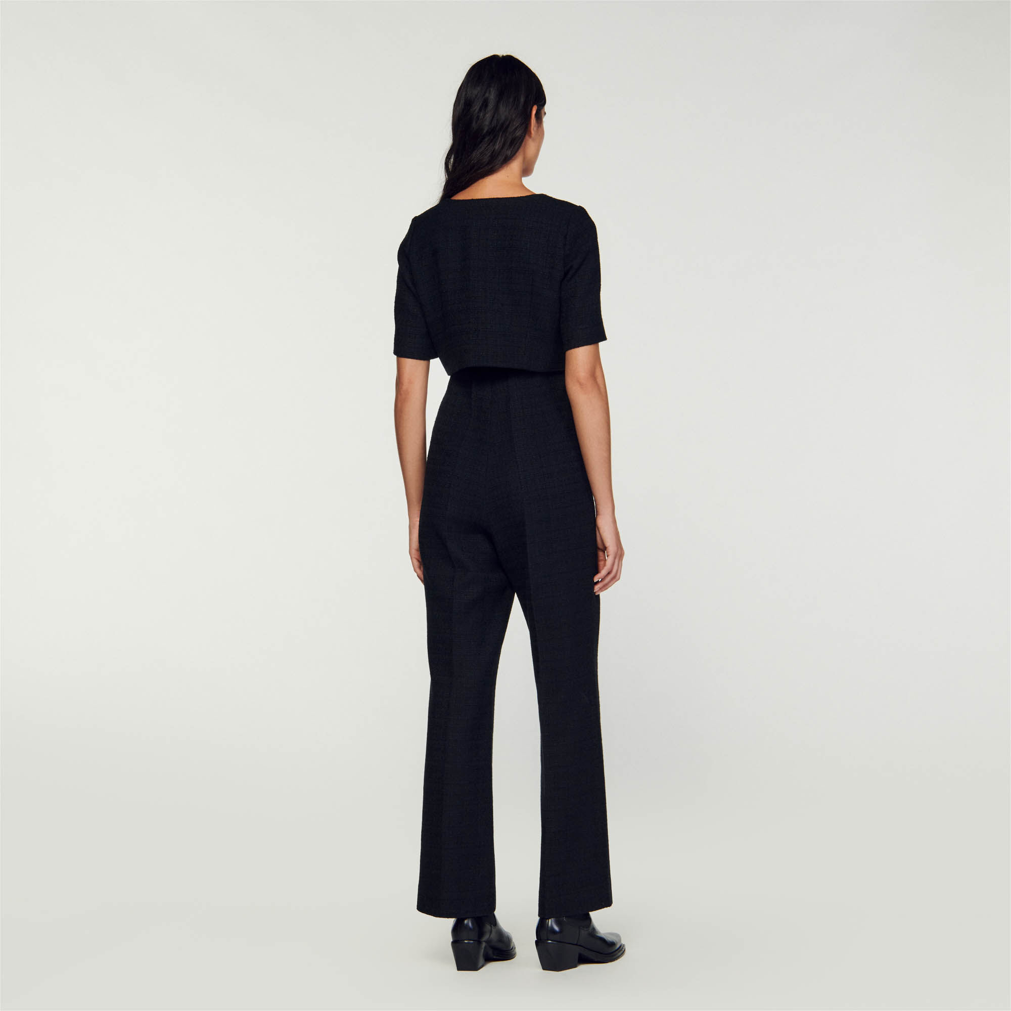 Pantalon negro con store moño en la cintura
