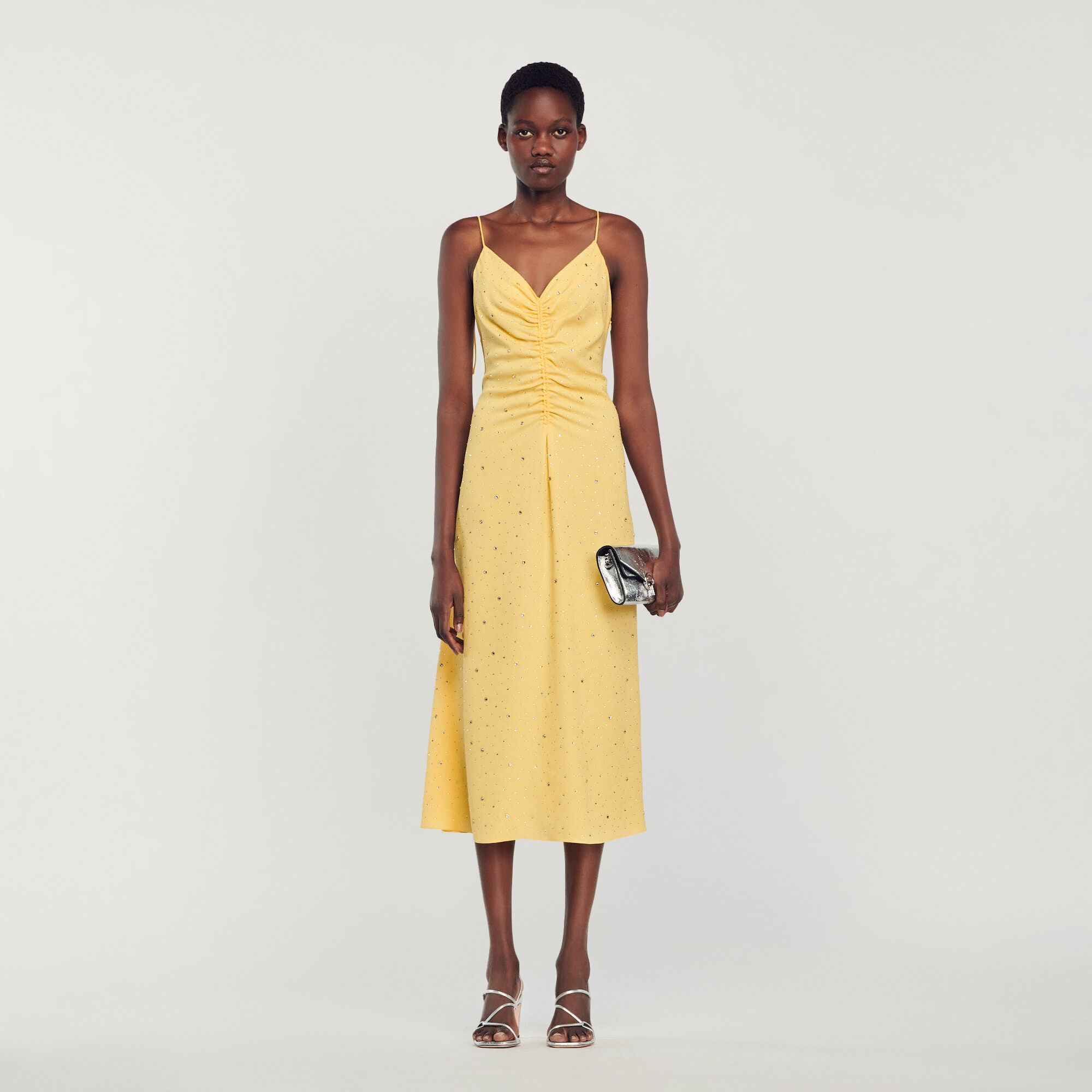Vestido con strass SFPRO03260 Amarillo Vestidos Sandro Paris