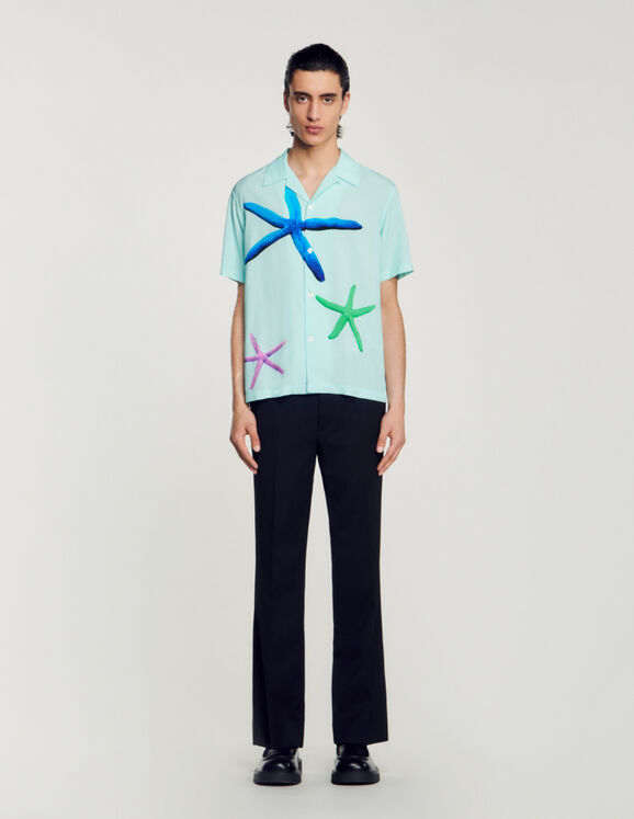 Camisa con estampado de estrellas de mar Bleu menthe Homme