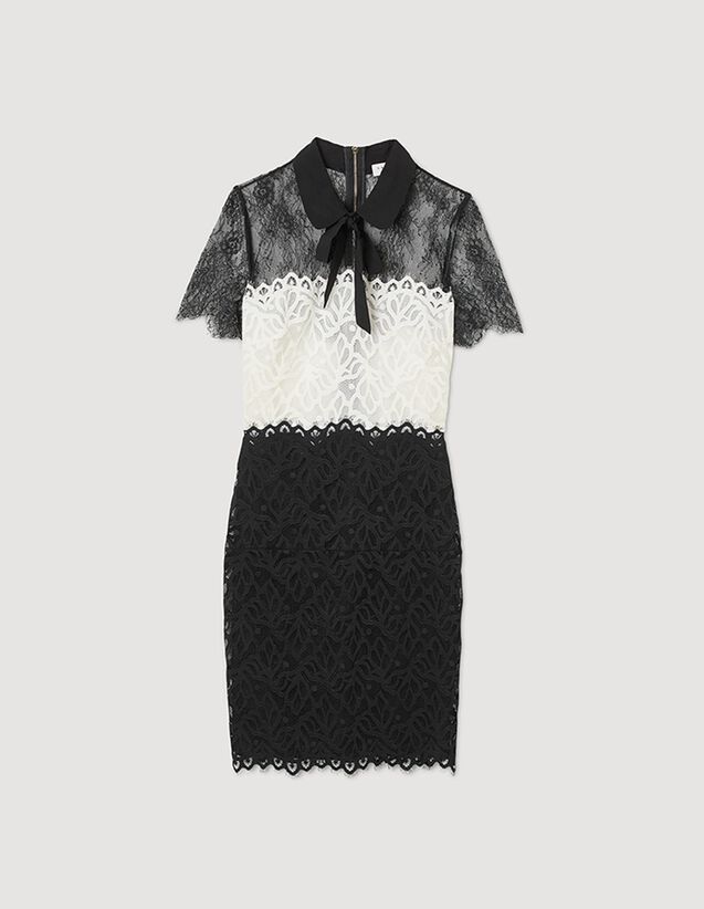 Vestido de encaje bicolor SFPRO00765 - Vestidos | Sandro Paris Vestido de encaje bicolor SFPRO00765 - Vestidos | Sandro Paris