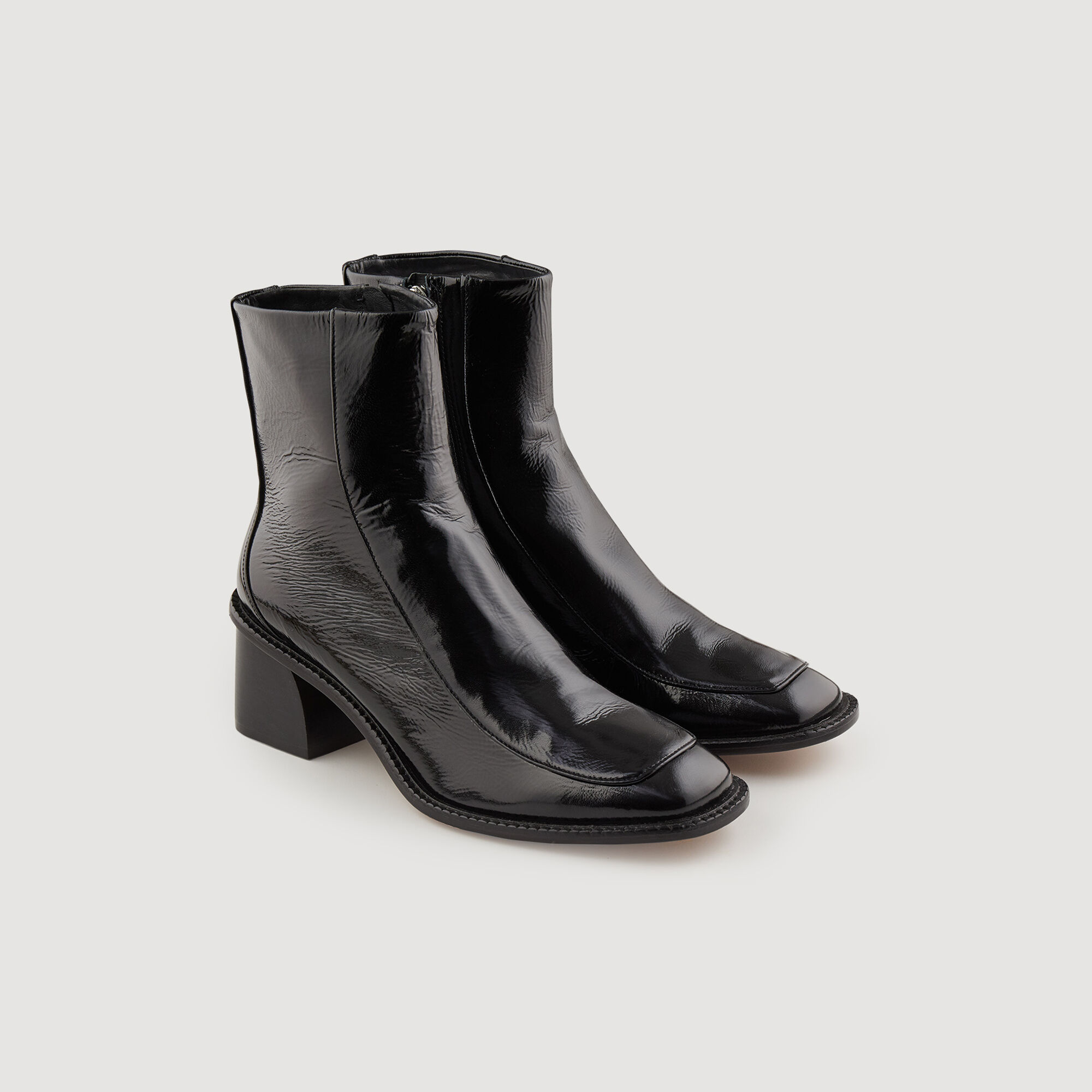 Botas de tac n de piel de charol SFACH00656 Todos Zapatos