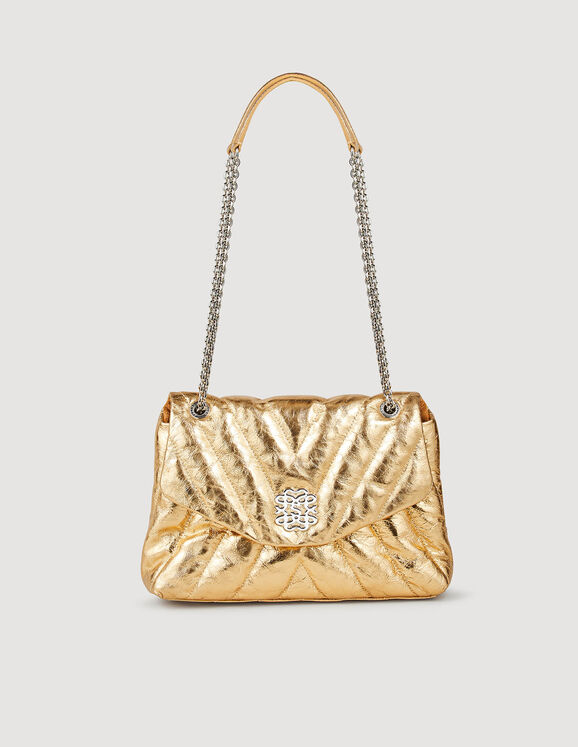 Bolso acolchado de cuero metalizado Oro Femme