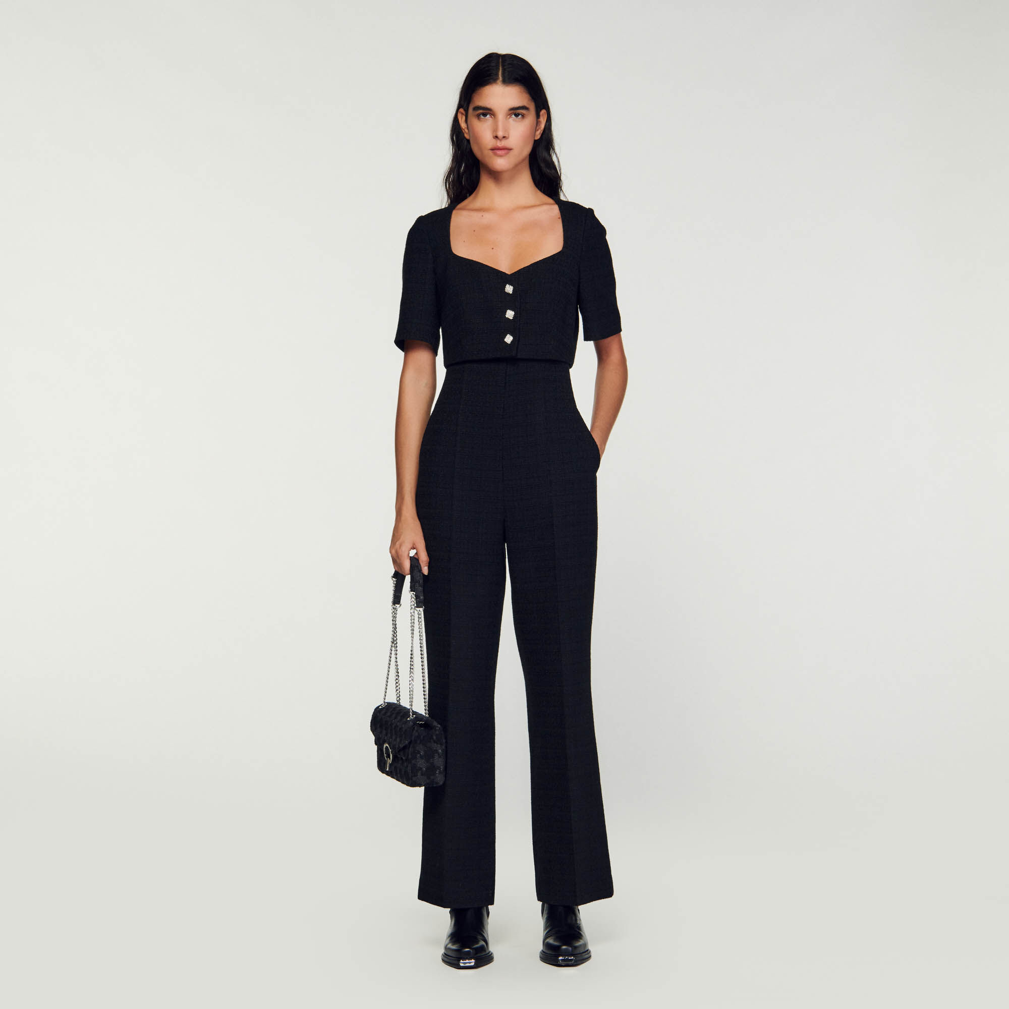Pantalon negro con best sale moño en la cintura