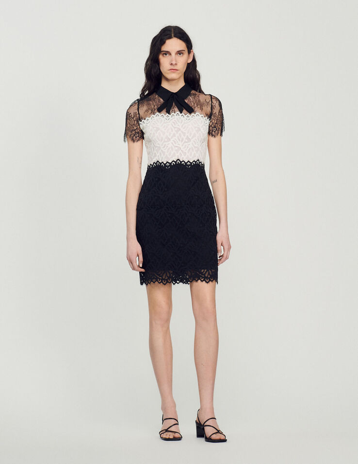 Vestido de encaje bicolor SFPRO00765 - Vestidos | Sandro Paris Vestido de encaje bicolor SFPRO00765 - Vestidos | Sandro Paris