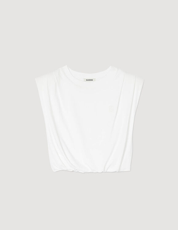 Camiseta corta de algodón Blanco Femme