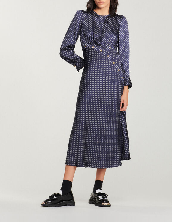 Vestido largo fluido estampado lunares SFPRO02630 - Vestidos | Sandro Paris Vestido largo fluido estampado lunares SFPRO02630 - Vestidos | Sandro Paris