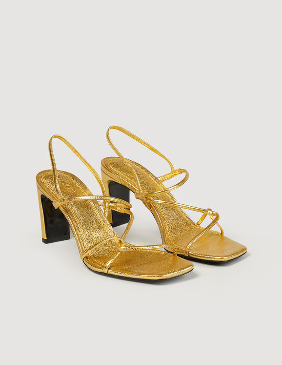 Sandalias de piel repujada Gold Femme