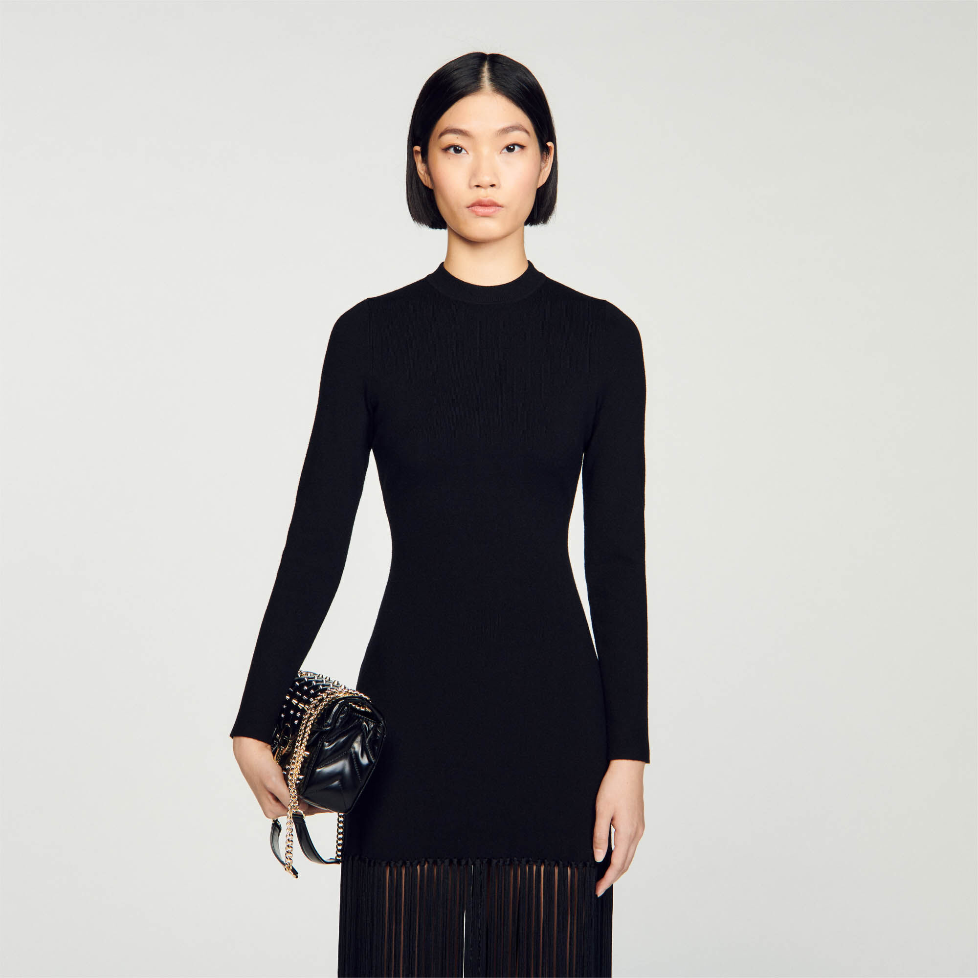 Vestido negro online punto largo