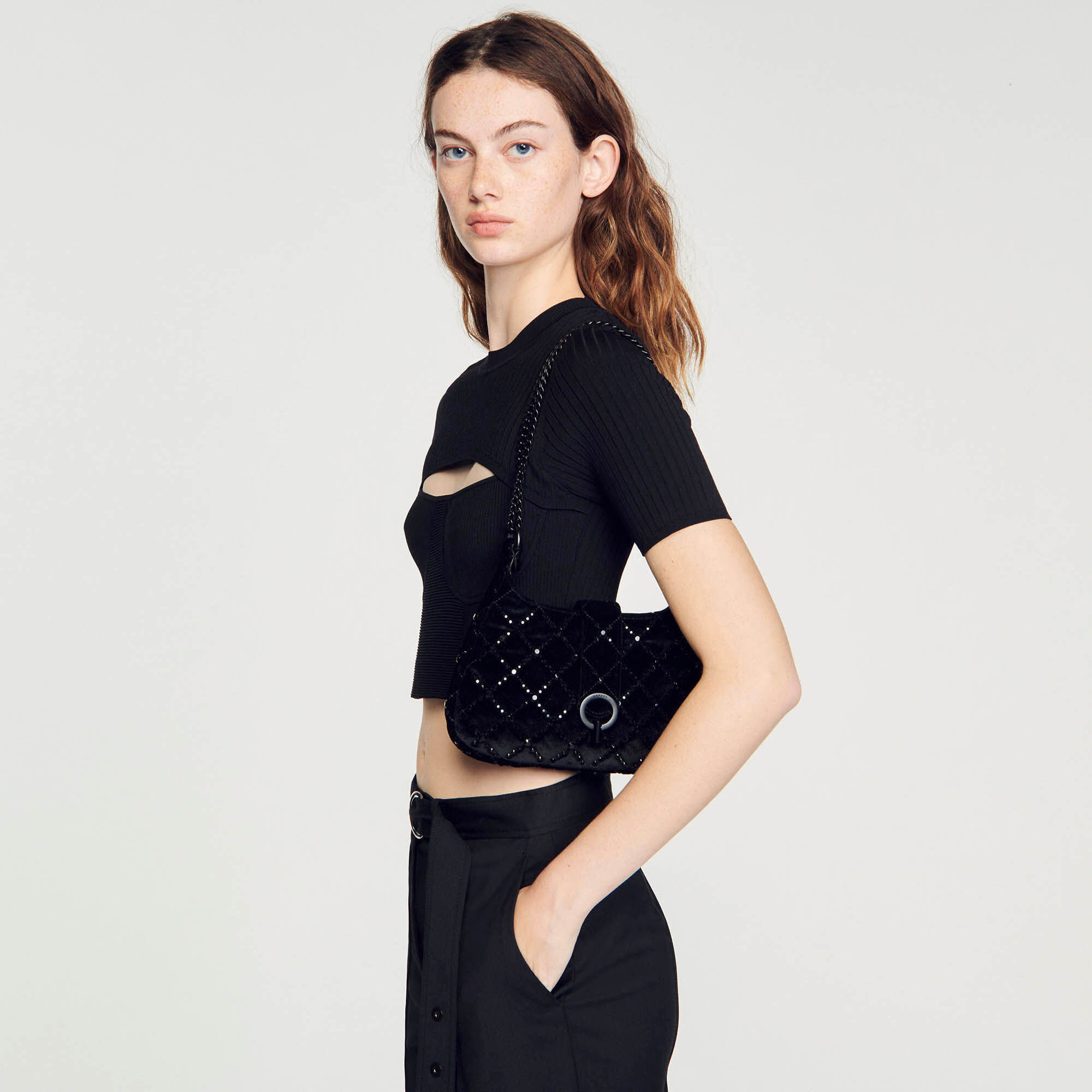 Bolso terciopelo negro best sale