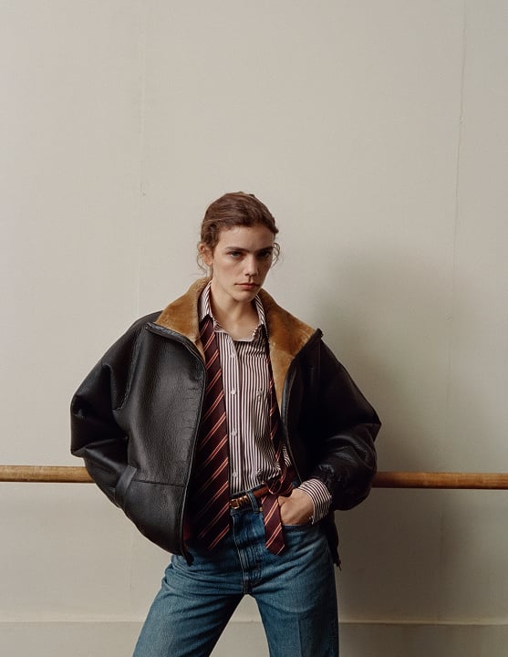 Chaqueta de cuero marrón para mujer - Sandro Paris
