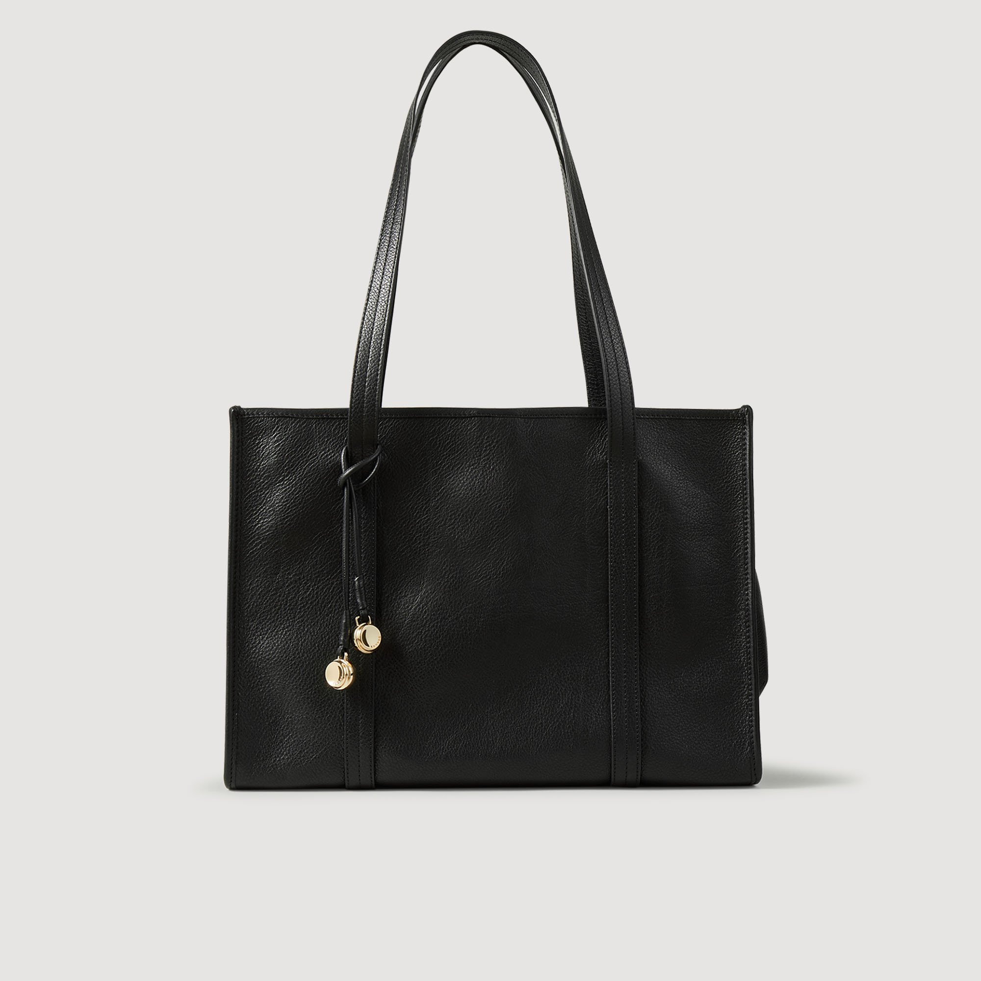 Bolso tote de cuero flexible negro gris para mujer Sandro Paris